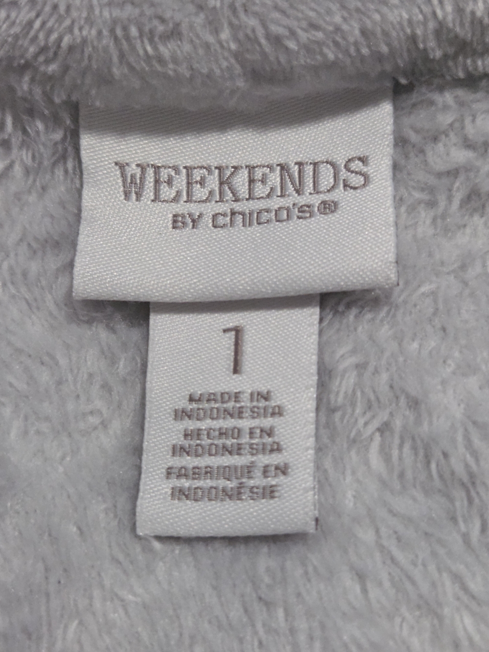 Weekends by Chico's Cozy Gray Embossed Floral Quarter Zip Fleece Tunic Sweatshir - Picture 7 of 10